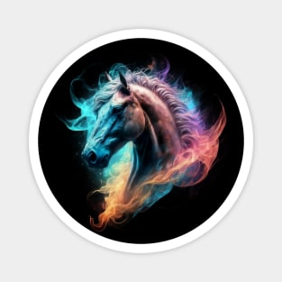 Rainbow colors and a white horse. Magnet
